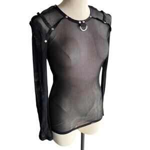 Y2K Lip Service Fishnet Long Sleeve Grunge/ Goth Shirt size Small